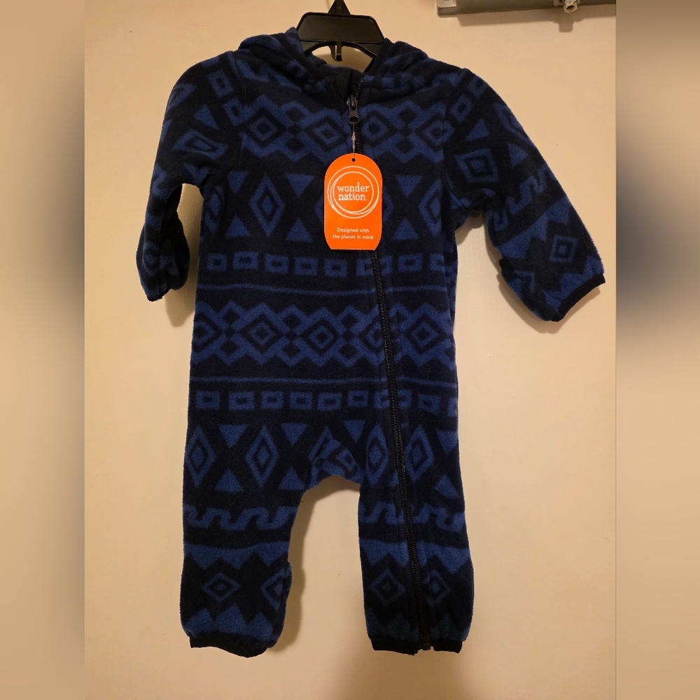 Wonder Nation Blue Patterned Kids One Piece